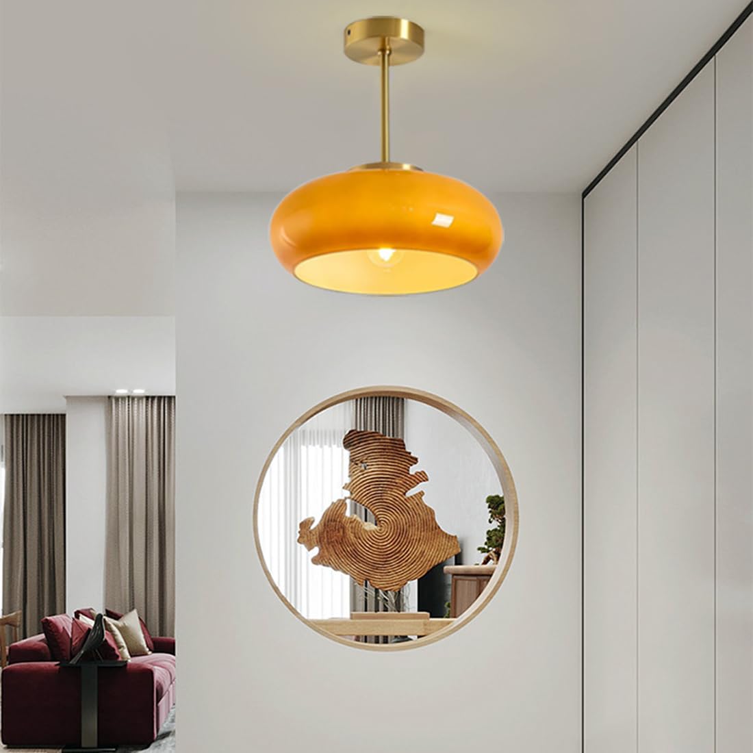 Vintage Rund Glas Taklampa Carvallo