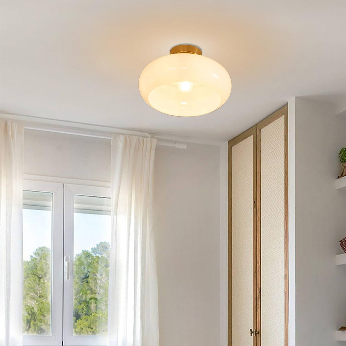 Vintage Rund Glas Taklampa Carvallo