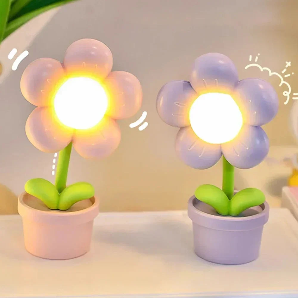Söt blomster-nattlampa för barn – LED bordslampa i blomsterdesign för barnrummet Carvallo