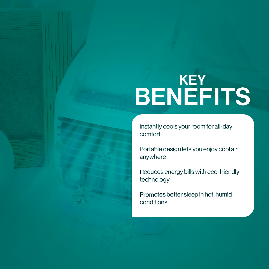 Carvallo Mini Luftkylare med PolarWave-teknologi | Extremt Tyst & Uppladdningsbar | Bärbar & Energibesparande | För Kontor, Sovrum & På Färden Carvallo