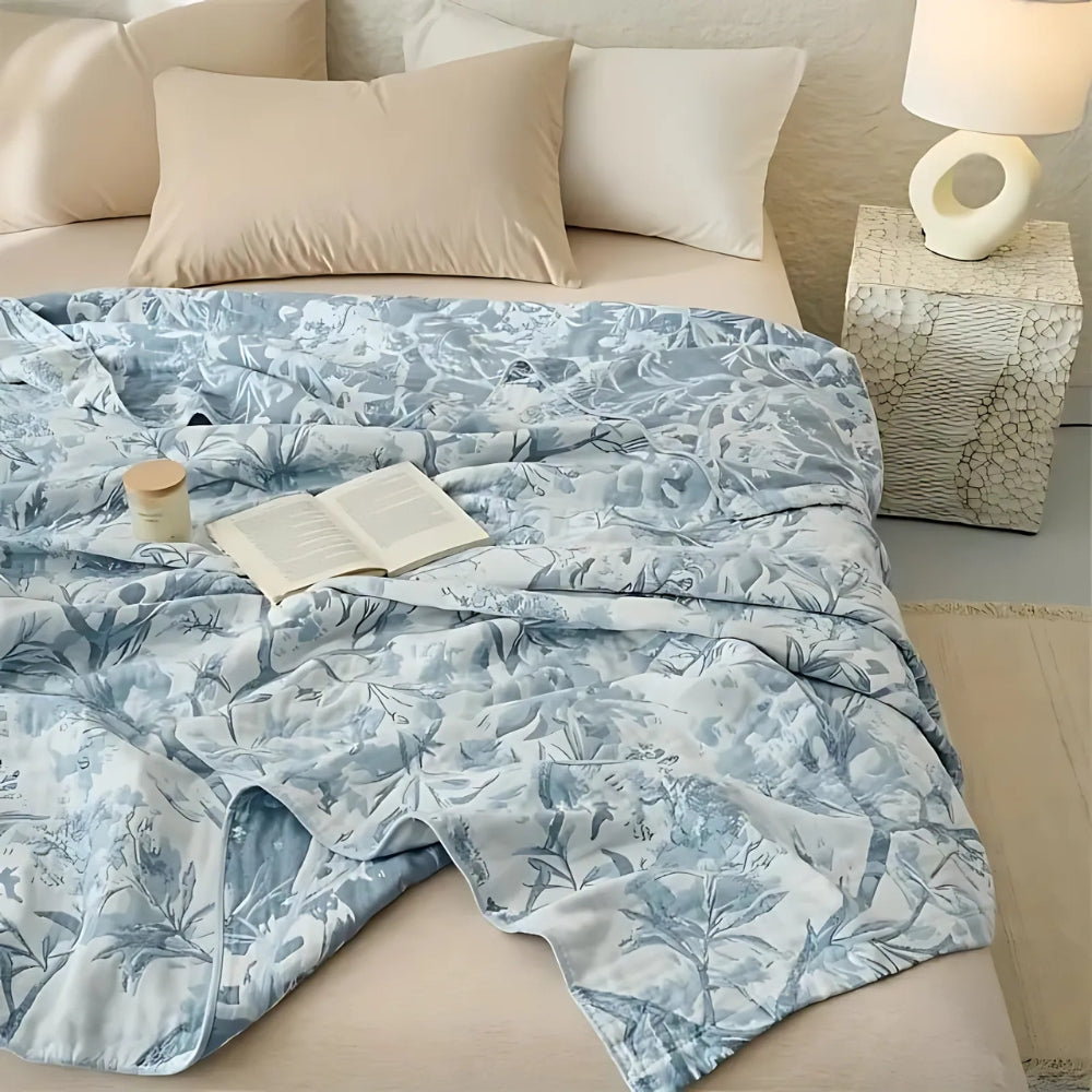 Mirel All-Season Bomull Blommig Filt Carvallo