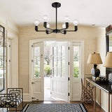 Industriell 6-ljuskrona | Svart eller svart-guld järnram, E27 glödlampa taklampa | Brick by Brick Carvallo