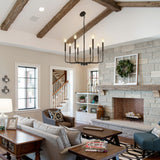 Modern industriell järnljuskrona | 6/8-lampa geometrisk taklampa i svart eller guld | Brick by Brick Carvallo