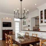 Modern industriell järnljuskrona | 6/8-lampa geometrisk taklampa i svart eller guld | Brick by Brick Carvallo