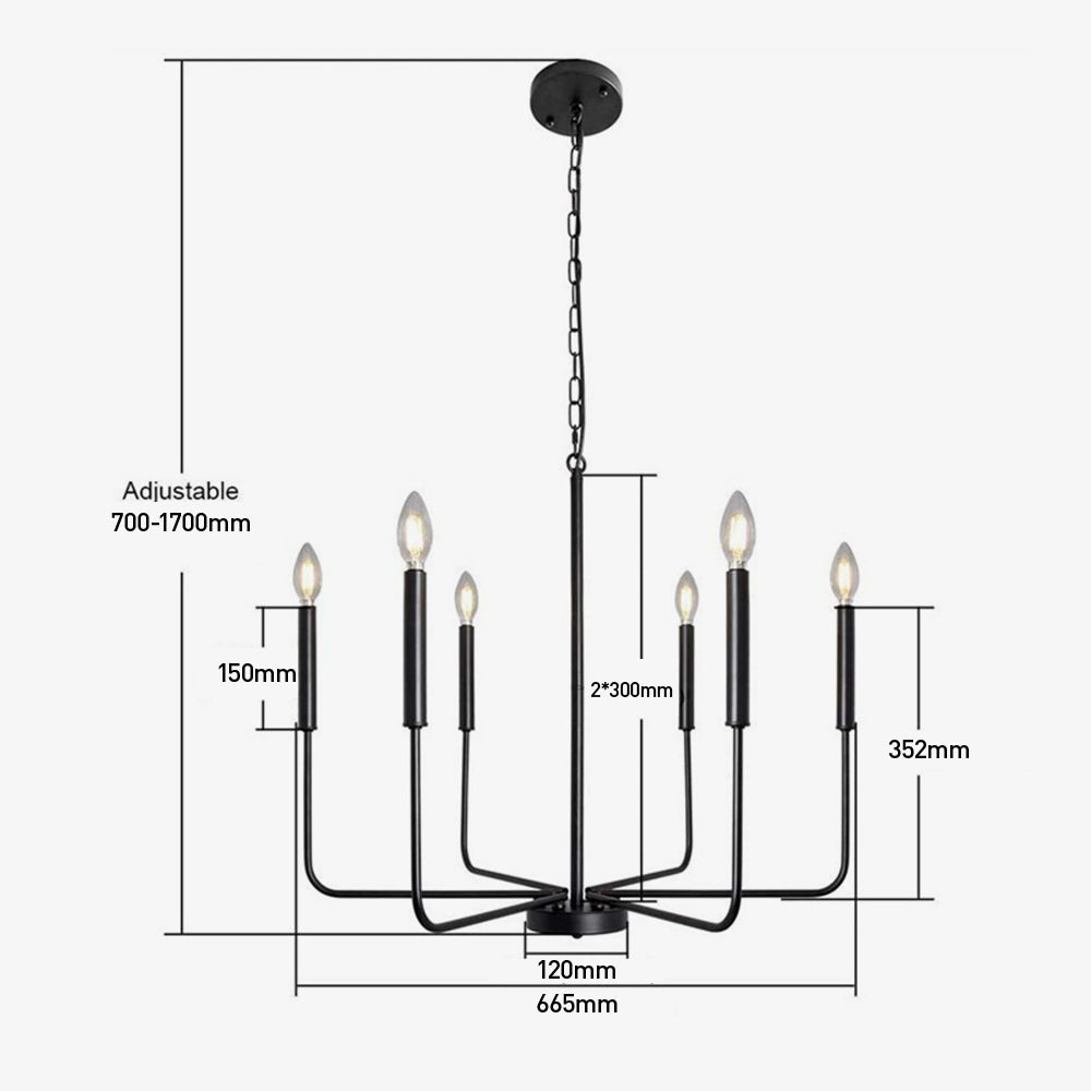 Modern industriell järnljuskrona | 6/8-lampa geometrisk taklampa i svart eller guld | Brick by Brick Carvallo