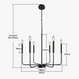 Modern industriell järnljuskrona | 6/8-lampa geometrisk taklampa i svart eller guld | Brick by Brick Carvallo