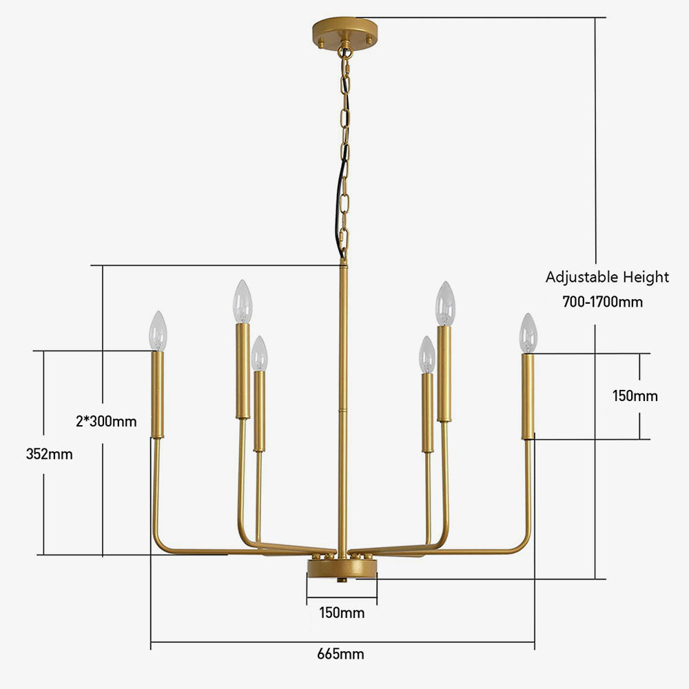 Modern industriell järnljuskrona | 6/8-lampa geometrisk taklampa i svart eller guld | Brick by Brick Carvallo