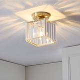 Flush Mount Ceiling Light | Stylish Hallway Fixture | Brass & Crystal Carvallo