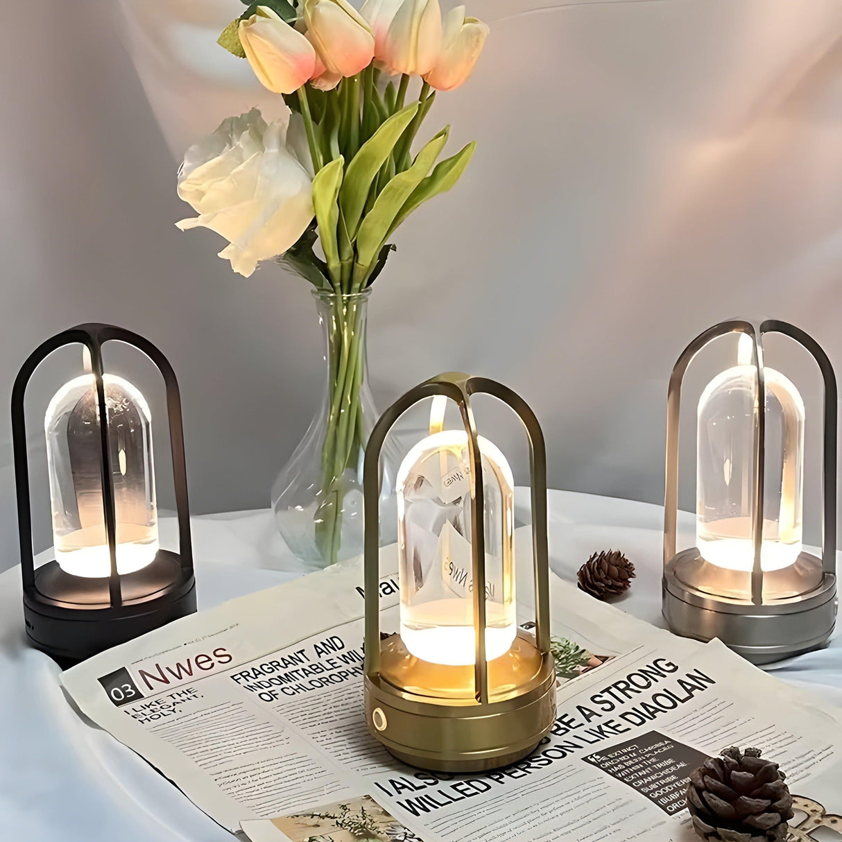 NovaShine Lampa - Modern Trådlös Glas Bordsampa Carvallo