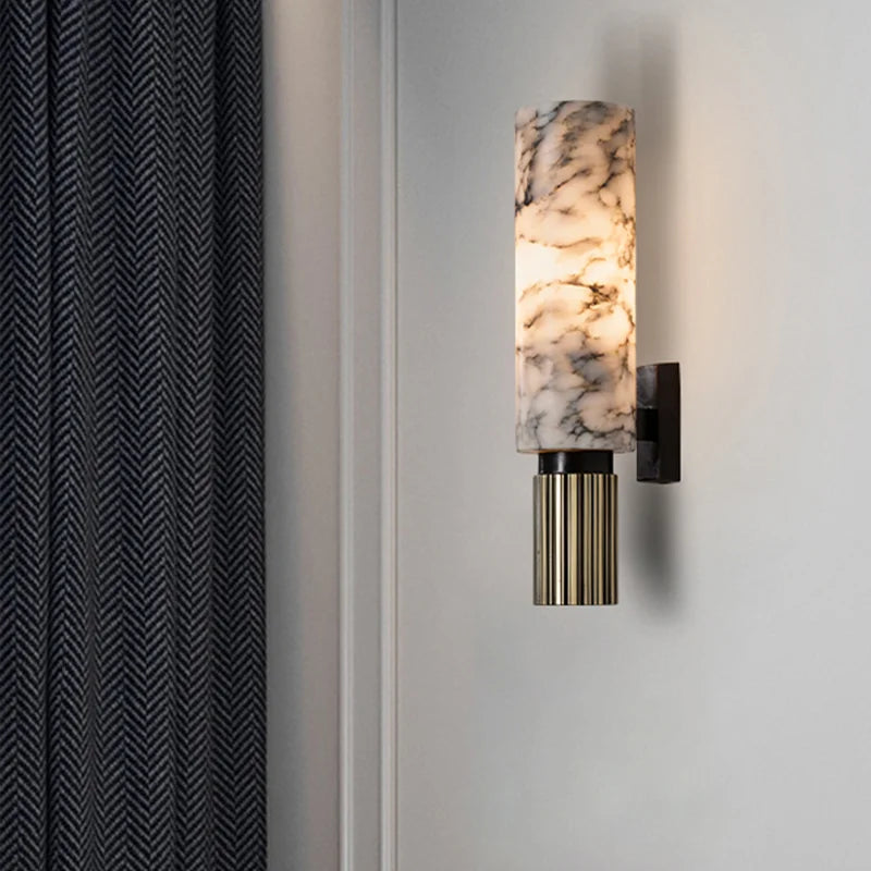 Aura Marmor Vägglampa | Äkta Sten LED Lampa | Varm & Kall Vit | Modern Lyx Belysning Carvallo