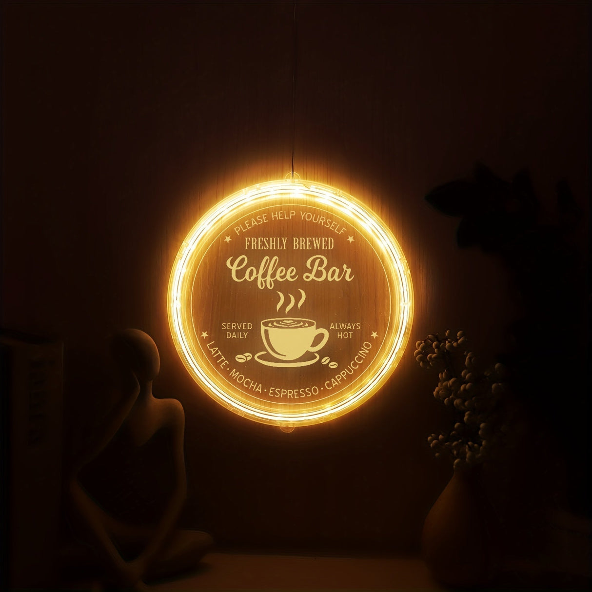 Modernt Runt LED-Nattljus - Batteridrivet, Varmt Ljus, Idealiskt för Alla Rum Carvallo