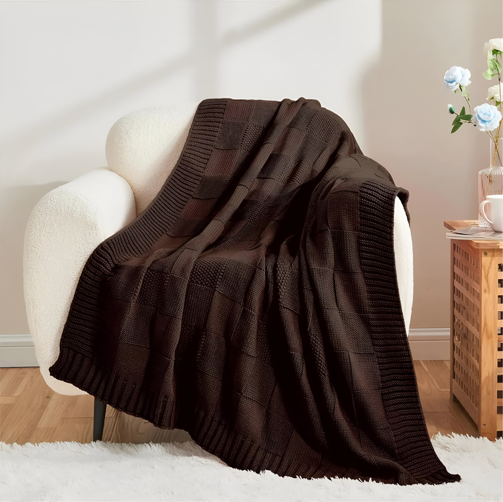MonoWeave Pläd – Elegant Stickad Filt Hemnix