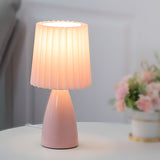 12 tum plisserad tygbordslampa med glasbas och USB-dimmbar lampa Carvallo