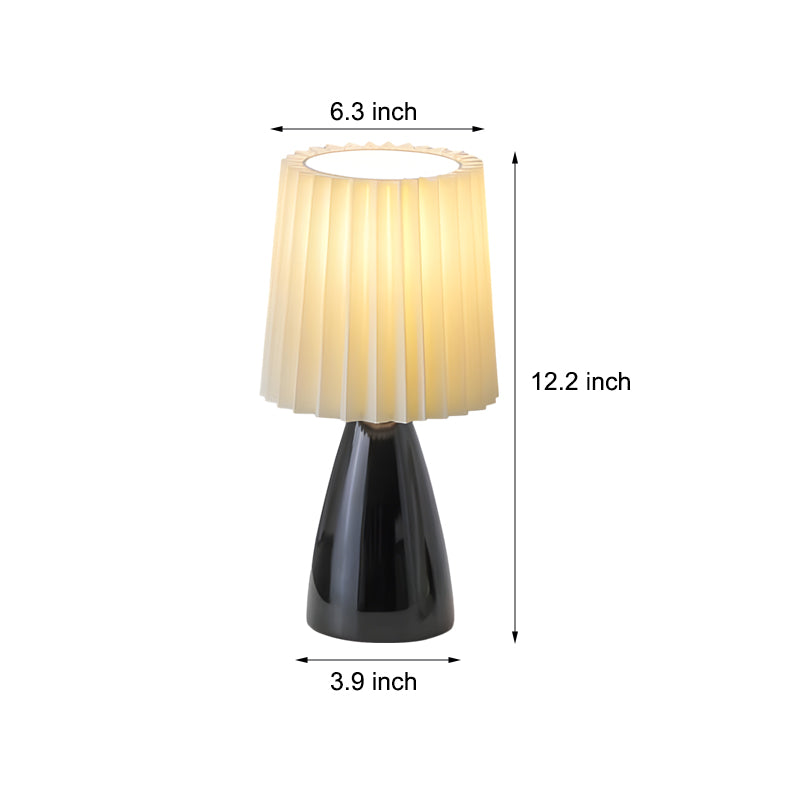 12 tum plisserad tygbordslampa med glasbas och USB-dimmbar lampa Carvallo