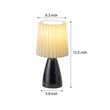 12 tum plisserad tygbordslampa med glasbas och USB-dimmbar lampa Carvallo