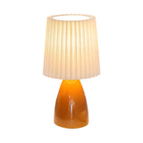 12 tum plisserad tygbordslampa med glasbas och USB-dimmbar lampa Carvallo