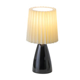 12 tum plisserad tygbordslampa med glasbas och USB-dimmbar lampa Carvallo
