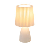 12 tum plisserad tygbordslampa med glasbas och USB-dimmbar lampa Carvallo