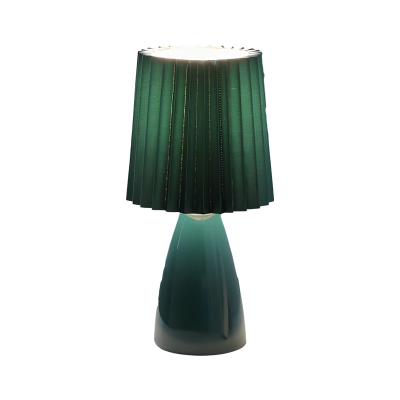 12 tum plisserad tygbordslampa med glasbas och USB-dimmbar lampa Carvallo