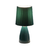 12 tum plisserad tygbordslampa med glasbas och USB-dimmbar lampa Carvallo