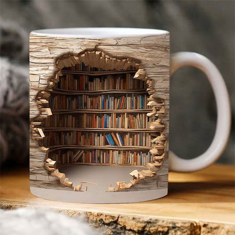 3D Bokälskare Mugg För Läsare Gåva Kaffekopp Dekor Carvallo