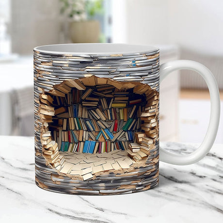 3D Bokälskare Mugg För Läsare Gåva Kaffekopp Dekor Carvallo