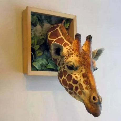 3D Realistisk Giraffhuvud Väggskulptur Unik Naturinspirerad Dekor Carvallo