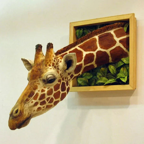 3D Realistisk Giraffhuvud Väggskulptur Unik Naturinspirerad Dekor Carvallo