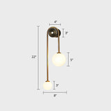 Brass Arc Wall Sconce Två Huvuden Opal Glas Skärm Belysning Carvallo
