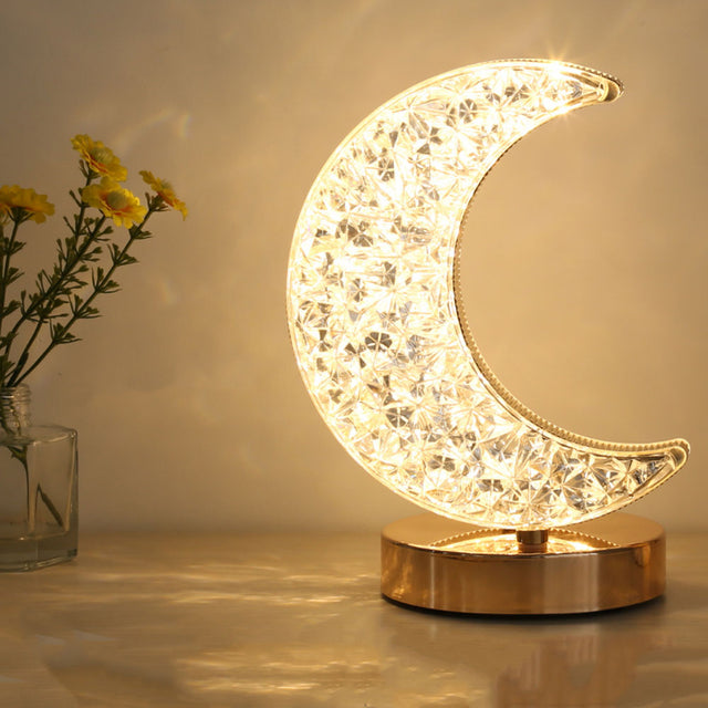 Crystal Crescent Moon Lamp - Förtrollande Nattlampa för Heminredning Carvallo