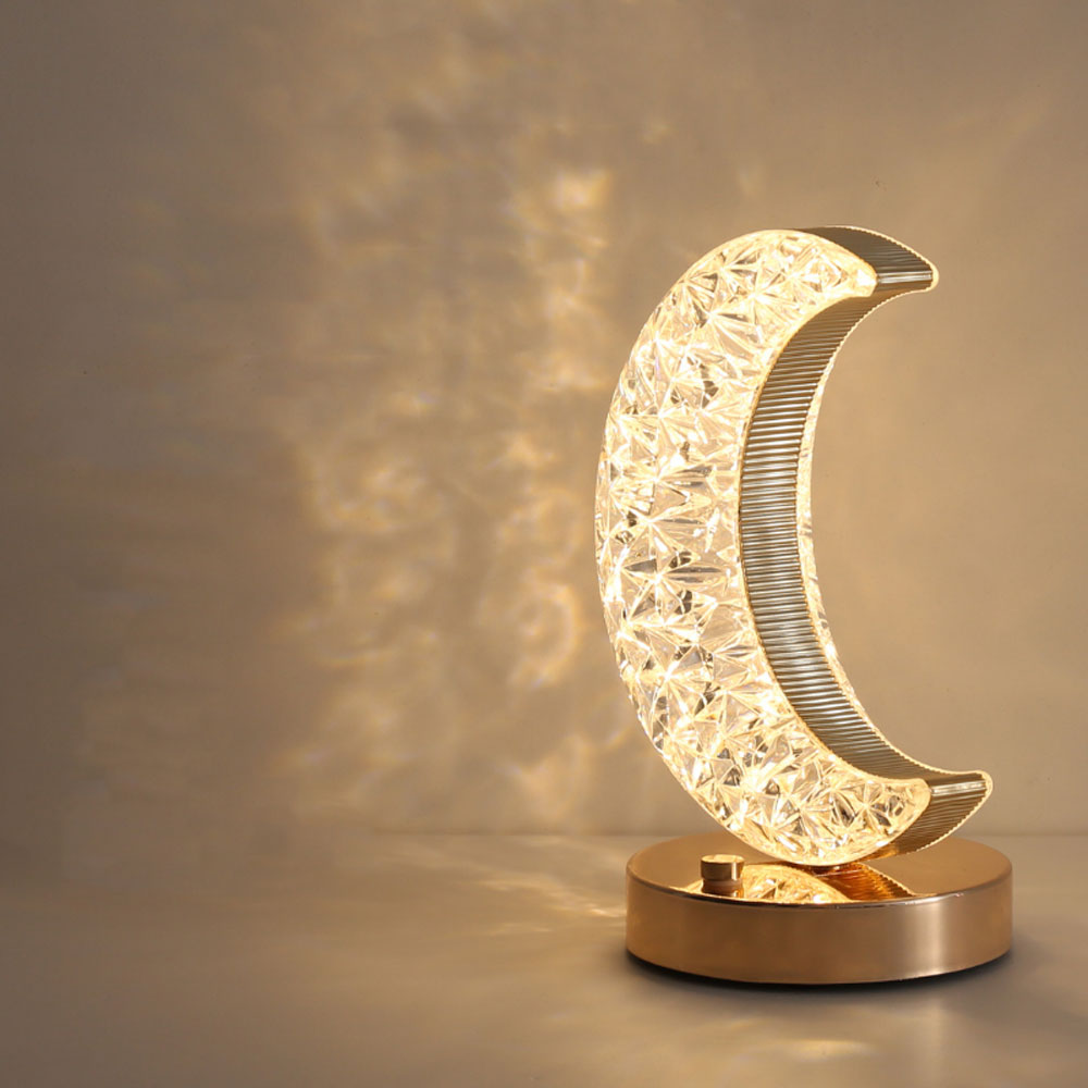 Crystal Crescent Moon Lamp - Förtrollande Nattlampa för Heminredning Carvallo