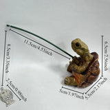 Söt Sköldpadds Trädgårdsstaty med Fiskesnöre Dekorativt Ornament Carvallo