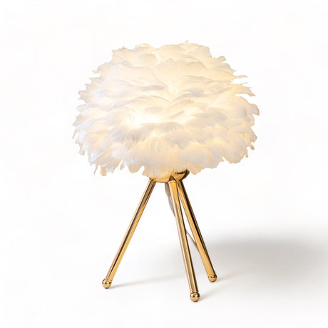 Elegant fjädrar bordslampa med mjukt gyllene ambient ljus Carvallo