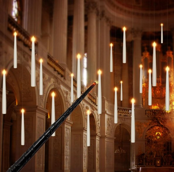 Flytande LED-ljusstake med magisk stav utan låga Carvallo