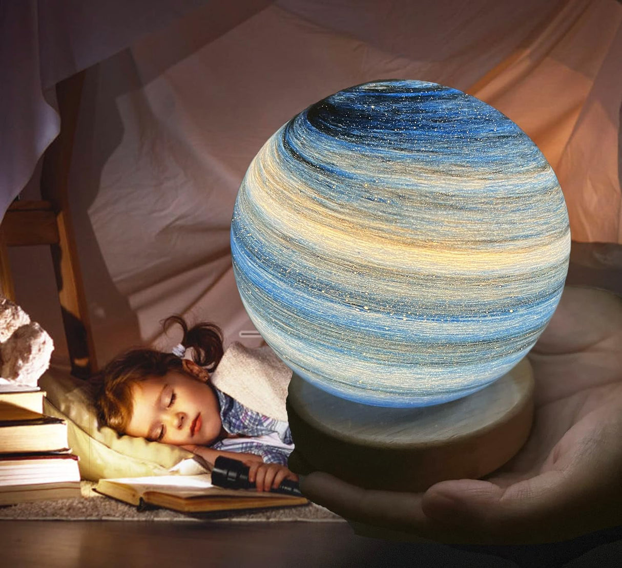 Glass Moon Sphere Night Light För Heminredning Atmosfär Carvallo