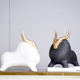 Golden Horned Yak Table Accent för Modern Heminredning Carvallo