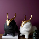 Golden Horned Yak Table Accent för Modern Heminredning Carvallo