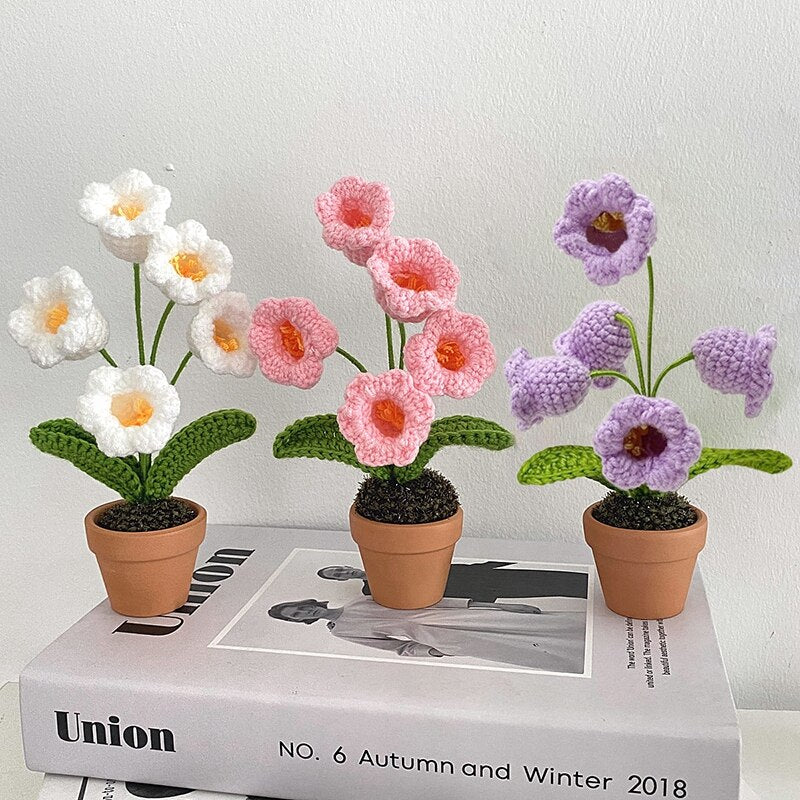 Crochet Blomkruka Dekoration Med Keramisk Bas Carvallo