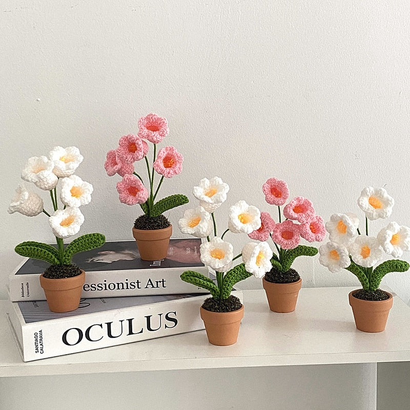 Crochet Blomkruka Dekoration Med Keramisk Bas Carvallo