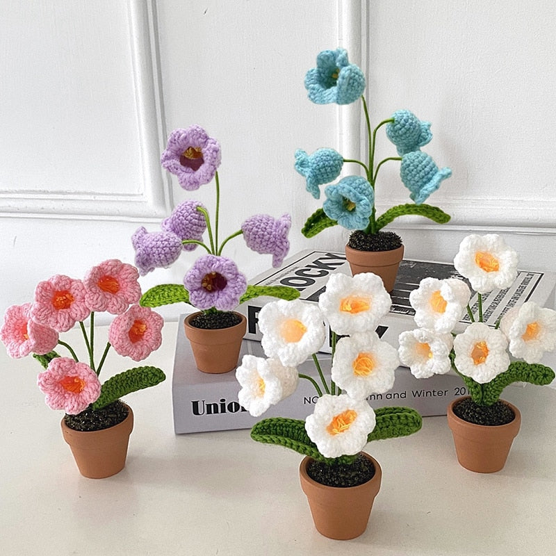 Crochet Blomkruka Dekoration Med Keramisk Bas Carvallo