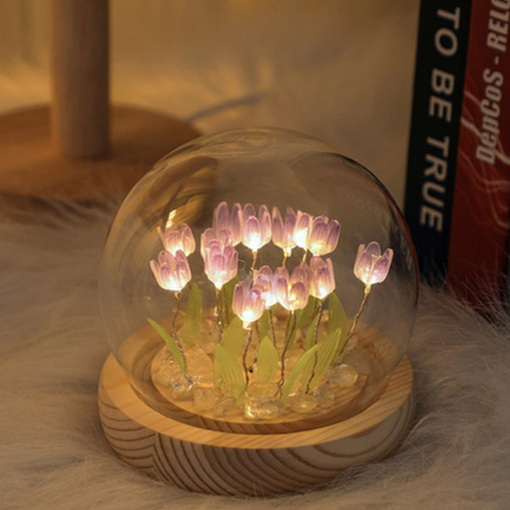 Handgjord Tulpan Nattlampa Mjukt Ljus Sovrum Skrivbord Dekor Carvallo