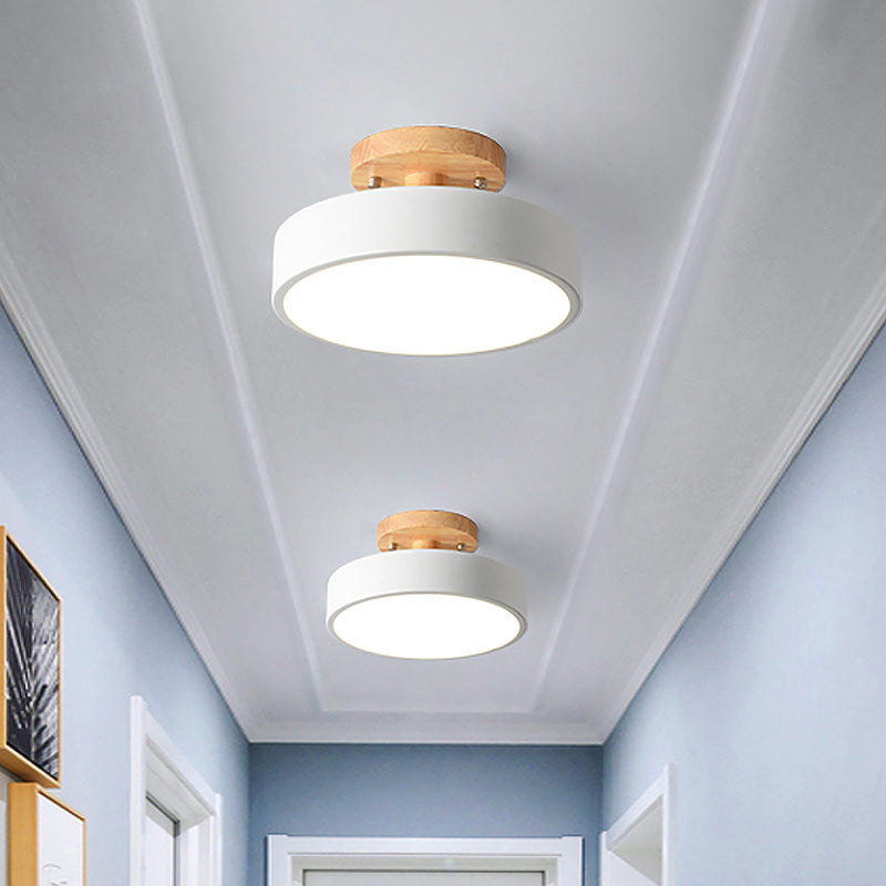 LED Semi Flush Mount Taklampa Med Träskärm Carvallo