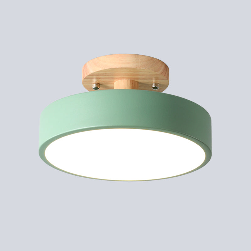 LED Semi Flush Mount Taklampa Med Träskärm Carvallo