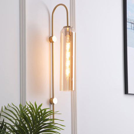 Mid Century Gooseneck Vägglampa Med Flöjt Glas Skärm Carvallo