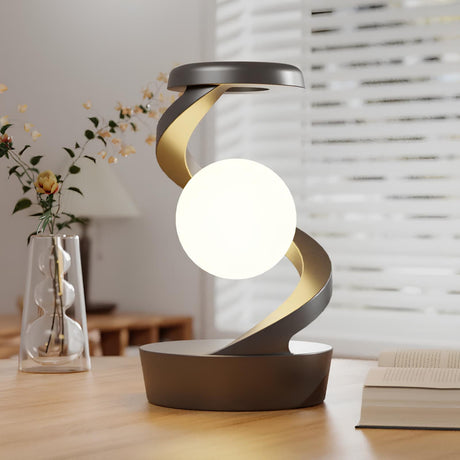 Minimalistisk spiralbordslampa med lysande sfärdesign Carvallo