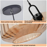 Pendellampa med randig grön glasbas Carvallo