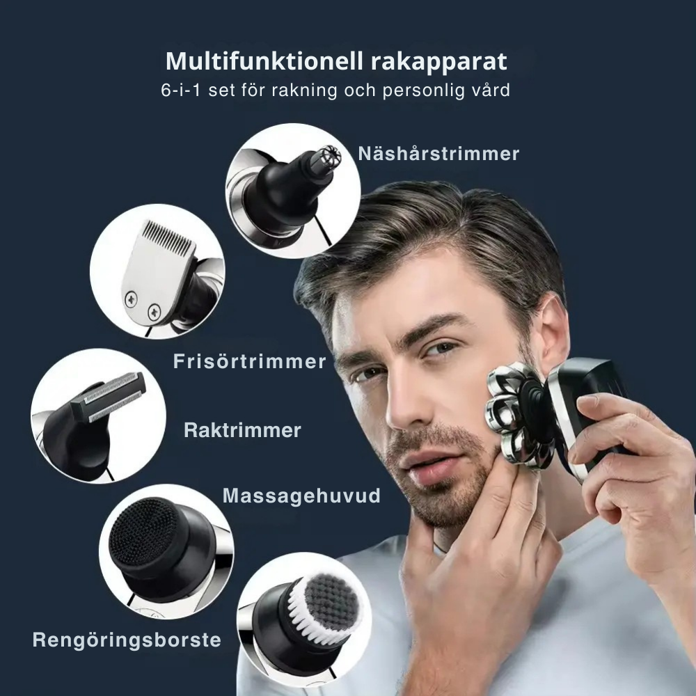 Exklusiv 6-i-1 rakapparat - groomingkit för huvud och ansikte-VaruZ-Hemnix