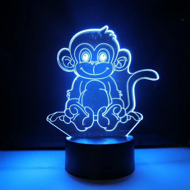 LumiMonkey - 3D LED Nattlampa med Färgförändring och Optisk Illusion Carvallo