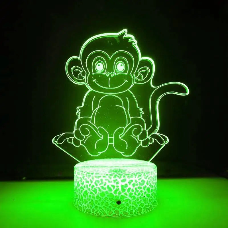 LumiMonkey - 3D LED Nattlampa med Färgförändring och Optisk Illusion Carvallo