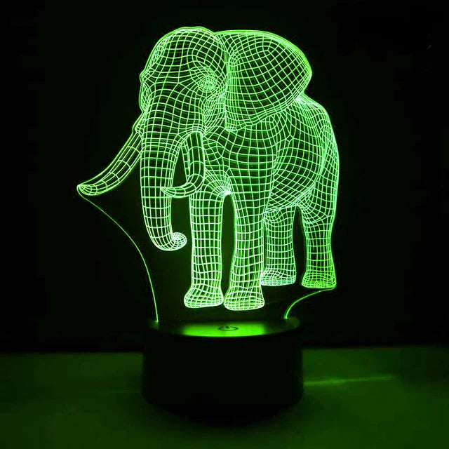 LumiElephant - 3D LED Nattlampa med Färgförändring och Optisk Illusion Carvallo